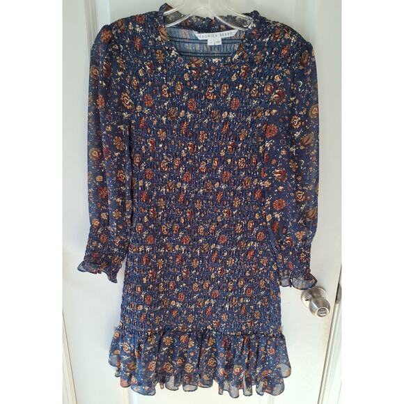 Veronica Beard Dresses & Skirts - Veronica Beard Dress Size 2 Blue Floral Smocked Mini Ruffle Hem Boho/Romantic